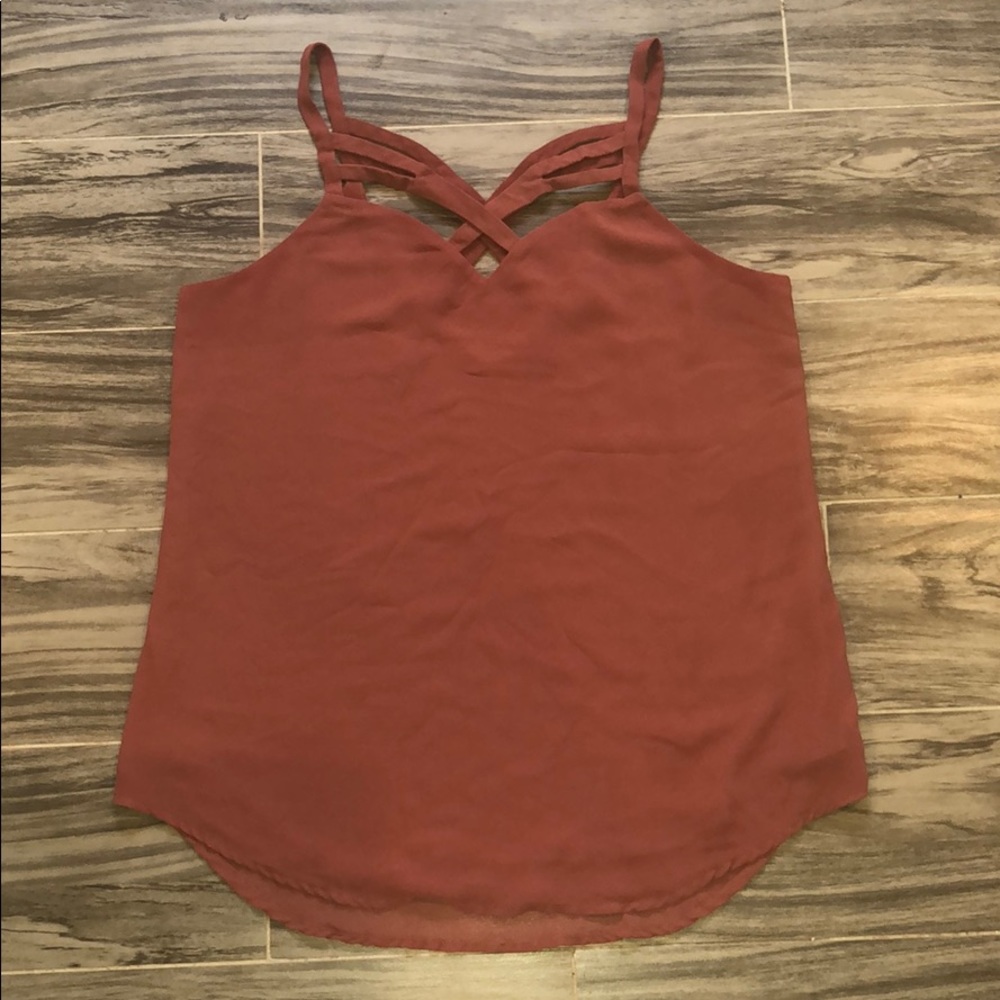 Rose Colored Tank Top with Neck and Back Detail